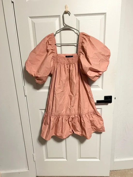 Anthropologie Magali Pascal Stella Puff Sleeve boho  Tunic Dress in Peach size S - Picture 11 of 11